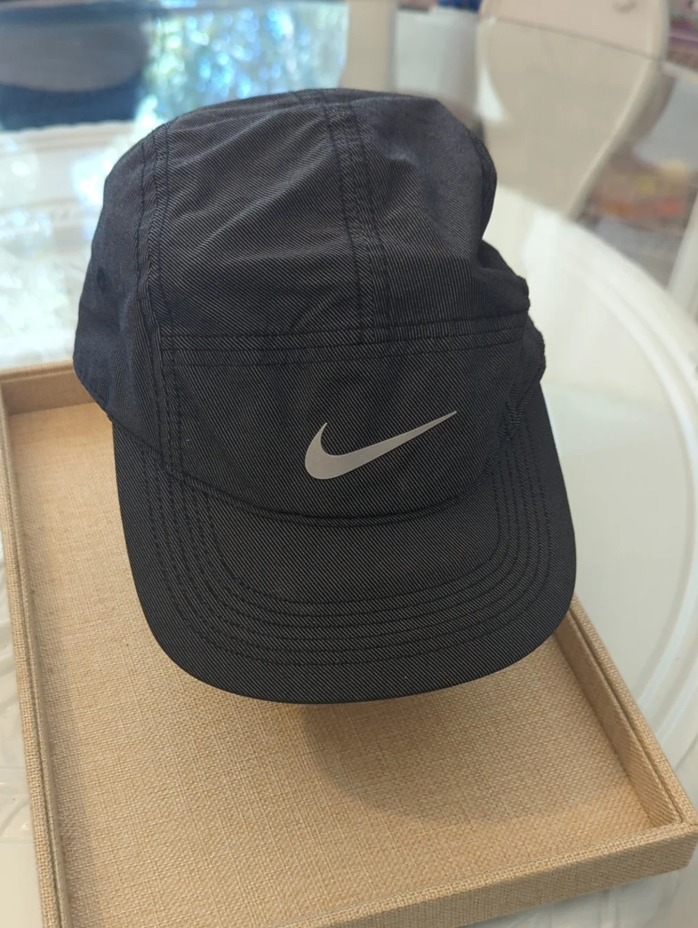 Nike AW84 Dri- Fit  5 Panel Black Swoosh Performance Cap Small